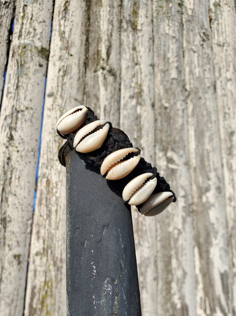 Cowrie Shell & Black Hemp Bracelet image 4