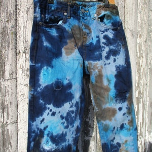 Reclaimed Hippie Tie Dye Jeans With Distressed Patches - Etsy