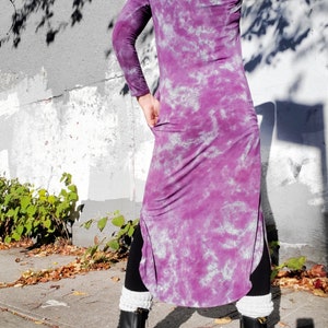 Hand Dyed Hooded Dress in Distressed Dusty Purple image 8