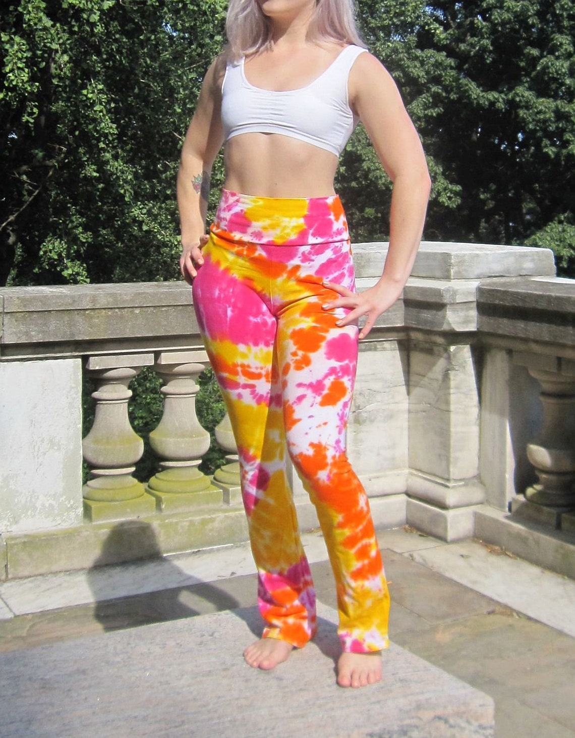 Hippie Yoga Pants Flare Legs Vibrant Tie Dye Bright Colors Etsy