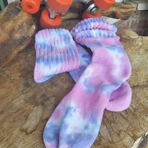 Pastel Pink and Lilac Slouchy Socks, Tie Dye