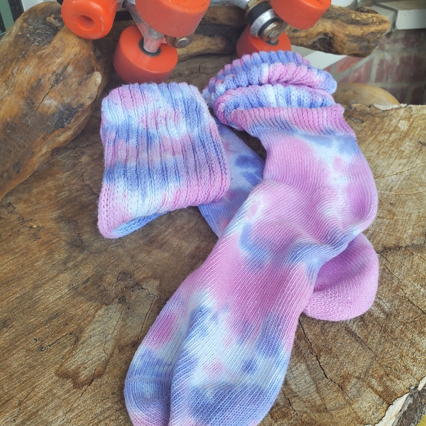 Pastel Pink and Lilac Slouchy Socks, Tie Dye