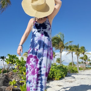 Purples & Blue Tie Dye Long Dress