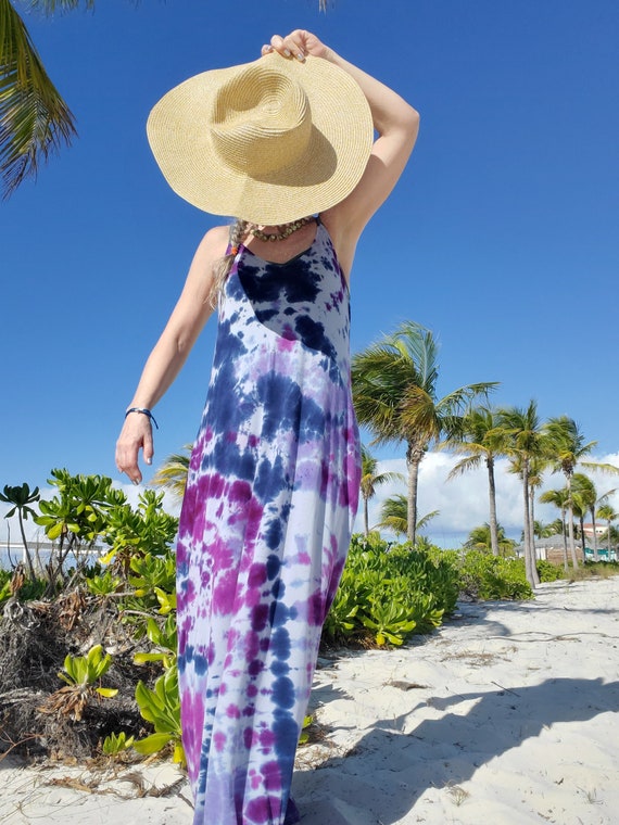 Purples & Blue Tie Dye Long Dress