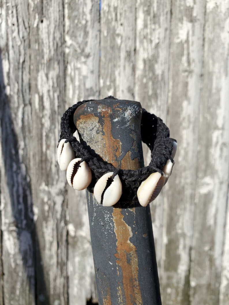 Cowrie Shell & Black Hemp Bracelet image 2