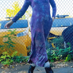 Hand Dyed Hooded Dress in Distressed Dusty Purple image 5
