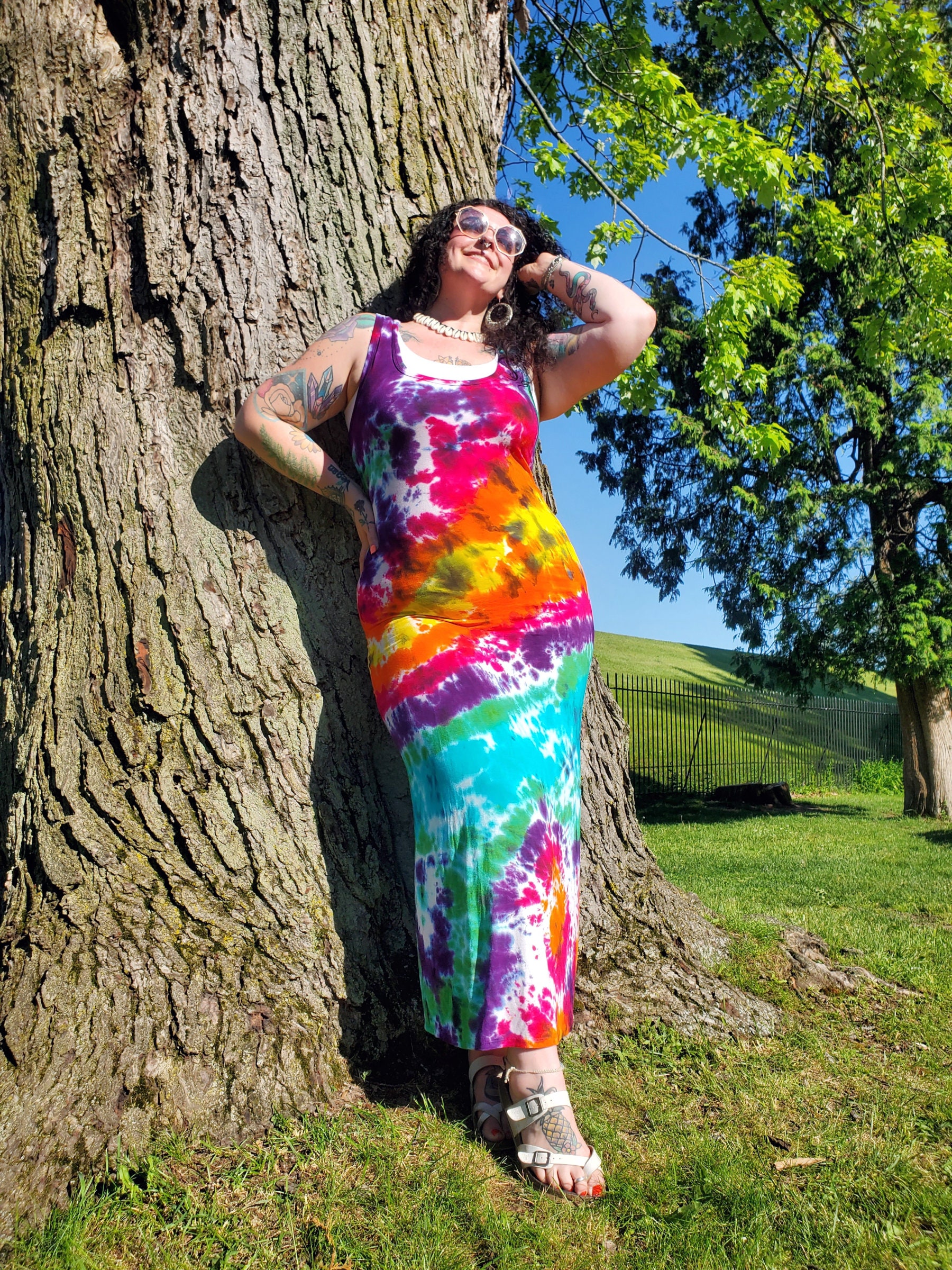 RAINBOW Tie Dye Maxi Tank Dress, S-XL - Etsy