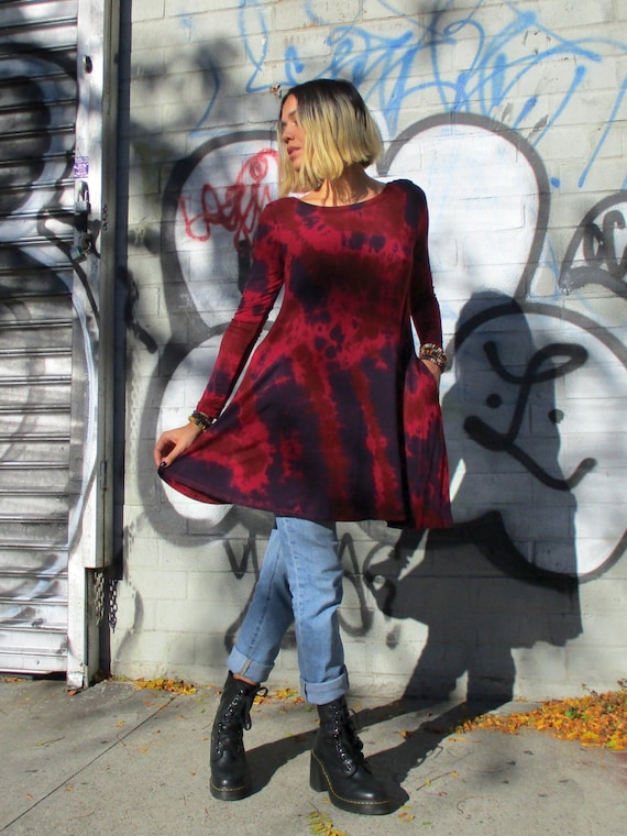 black tie dye mini dress Still Her Tie Dye mini dress long sleeve