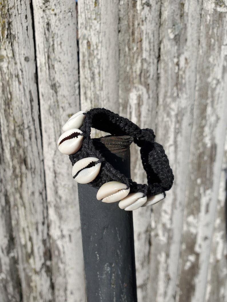 Cowrie Shell & Black Hemp Bracelet image 9