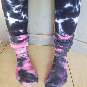 Funky Roller Derby Socks Pink & Black Tie Dye Slouchy Socks - Etsy