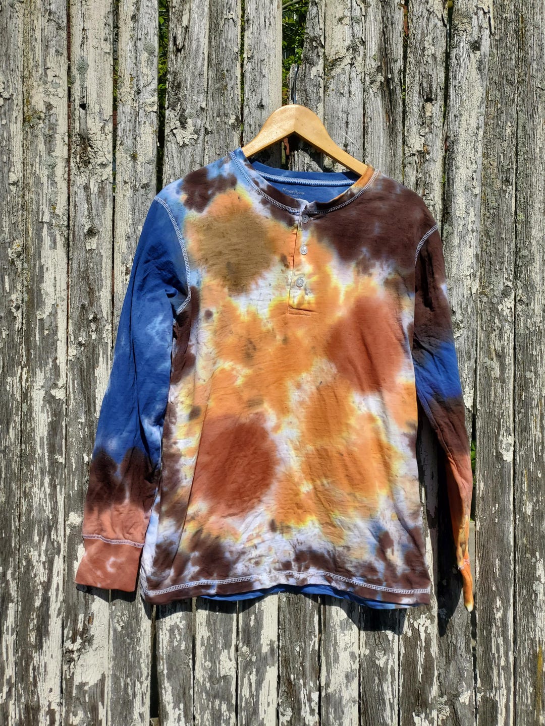 JOE COCKER Style Tie Dye Henley Shirt - Etsy