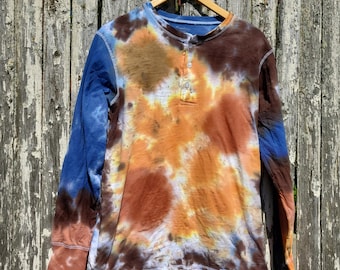 JOE COCKER Style Tie Dye Henley Shirt