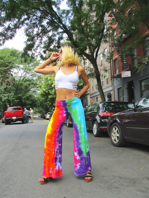 Festival Palazzo Pants Rainbow Tie Dye 