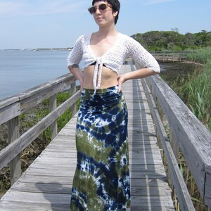 Tie Dye Maxi Skirt with Fold Over Waistband, XS-3XL image 9