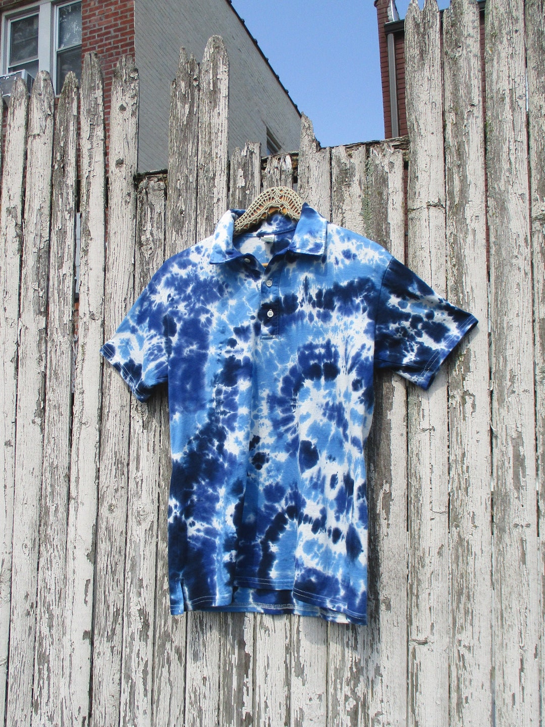 Blue Tie Dye Polo Shirt, Groovy Golf Shirt