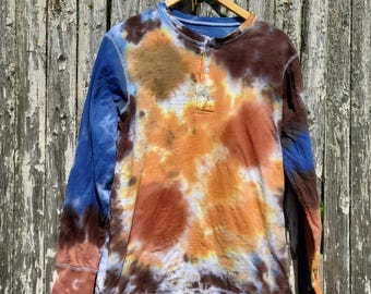 JOE COCKER Style Tie Dye Henley Shirt - Etsy Israel