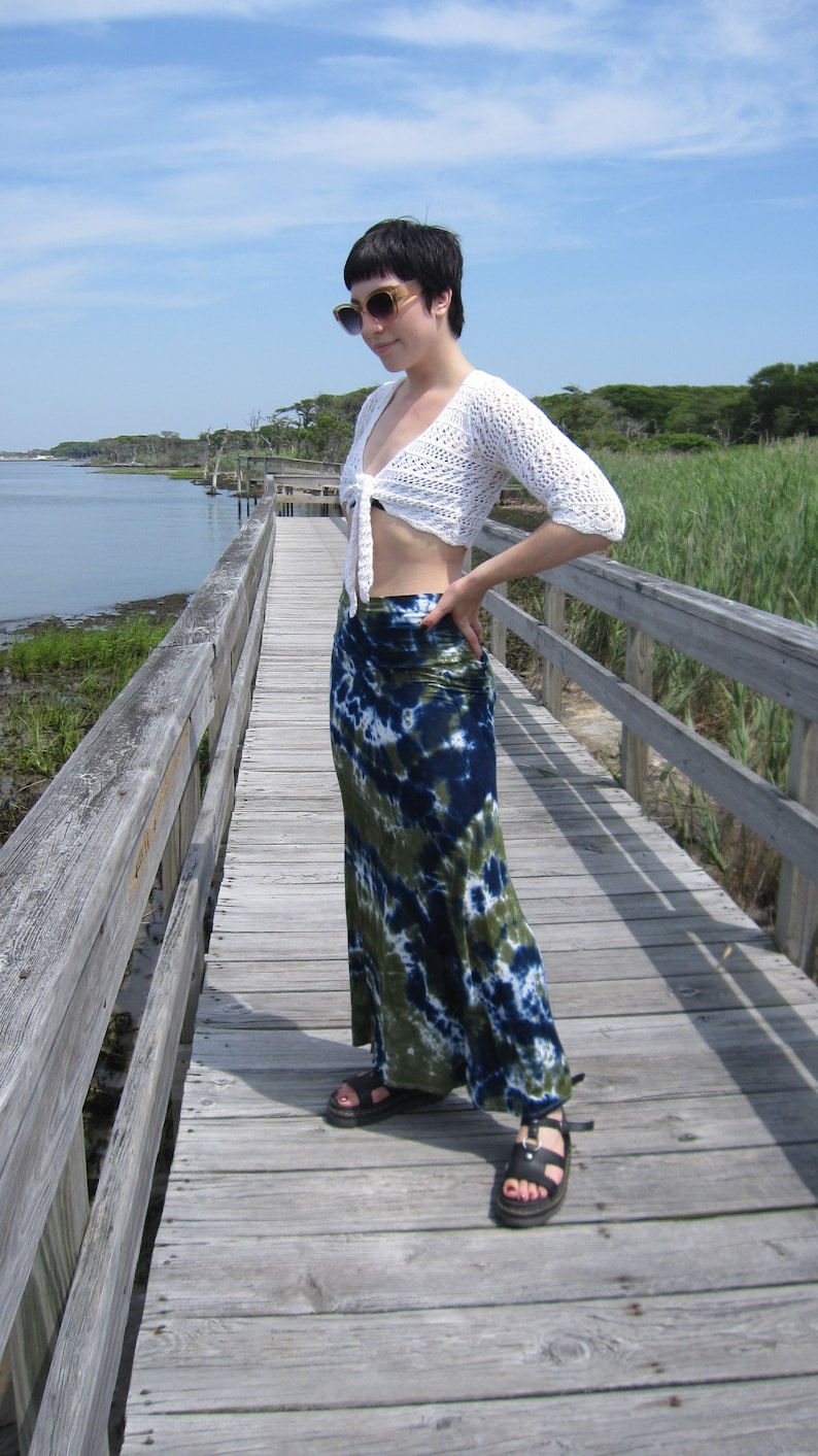 Tie Dye Maxi Skirt with Fold Over Waistband, XS-3XL image 3