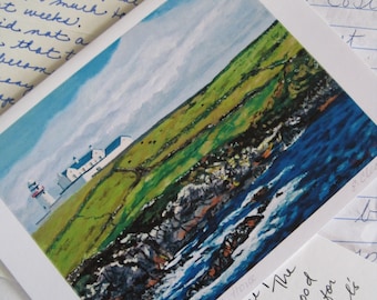 Irland-kort, landskapskort, hav, klippor, fyrkort, Irland, gratulationskort, tackkort, anteckningskort