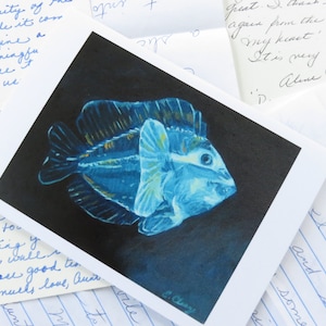 Tarjeta de pescado, acuario, azul, en blanco, piscis, pescador, buceo, buzo, snorkel, marino, cumpleaños de niño, náutica, mar, océano, aliento