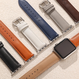 Bracelet de montre Apple en cuir noir personnalisé / 38 mm 40 mm 41 mm 42 mm 44 mm 45 mm 46 mm 49 mm / Série 10 9 8 7 6 5 4 3 2 1 SE Ultra 1 2 Bracelet de montre