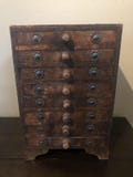 Hindu Asian 8 Drawer Wooden Metal Handmade Jewelry Spice Cabinet