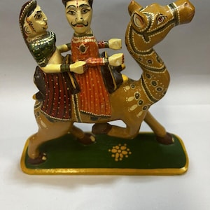 VTG/Antique Rajasthani Dhola Maru Camel Carved Wood Figure India Folk Art RARE