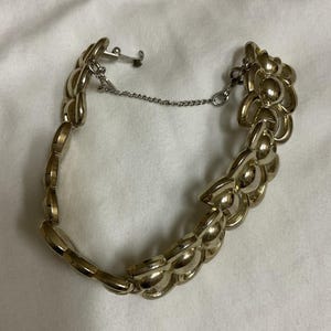Vintage Monet Chain Link Bracelet Gold Tone Signed Safety Chain Textured 6.5 &quot;