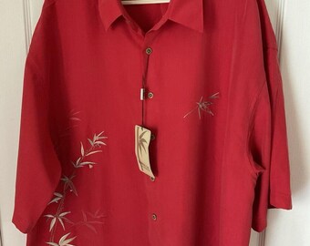 Bamboo Cay Resting Santa Tropical Embroidered Christmas Shirt NWT 3x