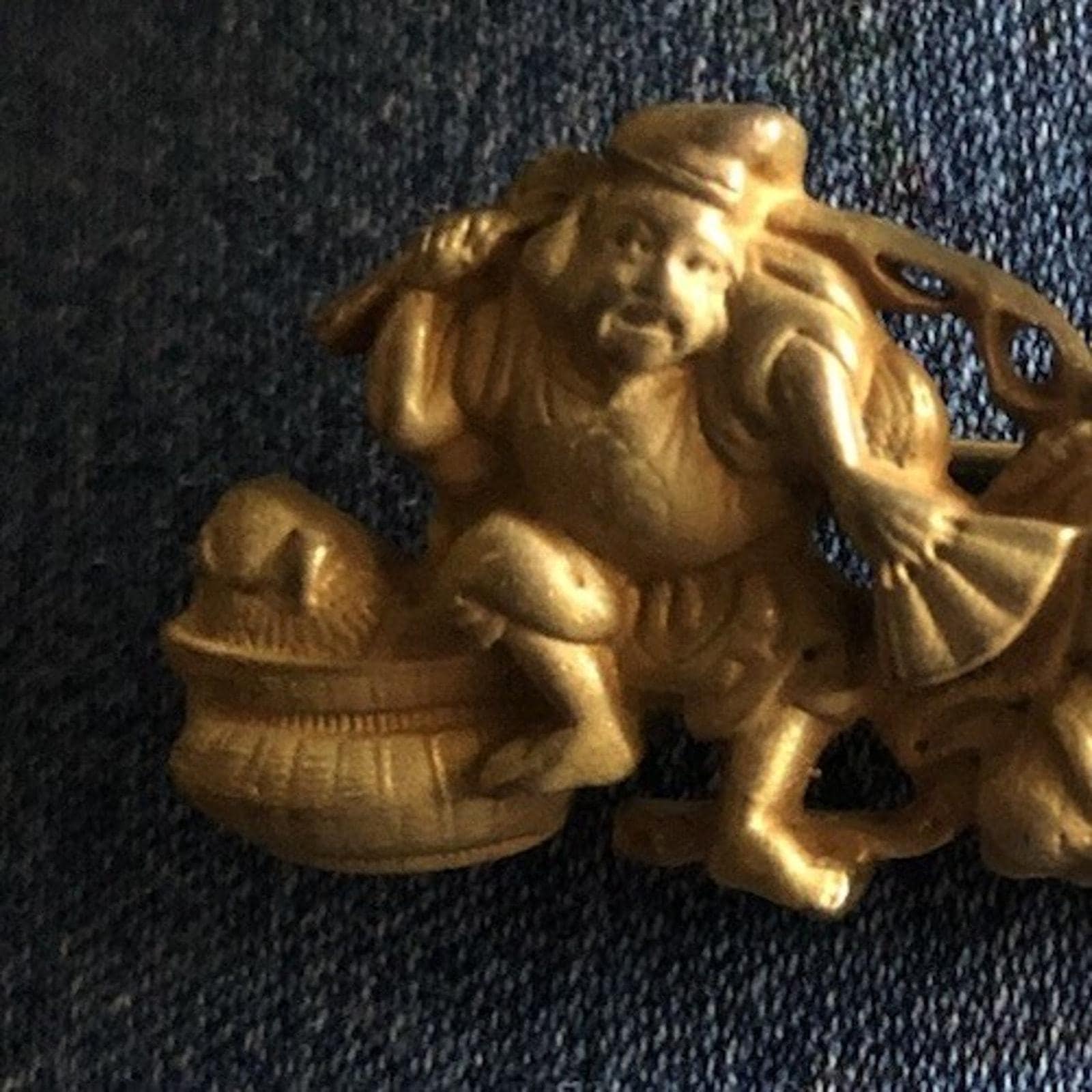 Vintage ALVA Museum Replica Gold Plated 3 Asian Japanese Gods