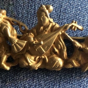 Vintage ALVA Museum Replica Gold Plated 3 Asian Japanese Gods Musicians Pin