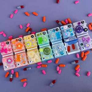 Rainbow AM/PM Bedazzled Pill Organizer