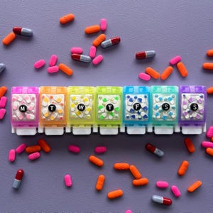 Blinged Rainbow Pill Organizer