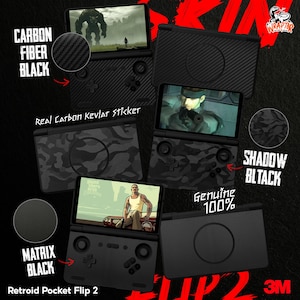3M Carbon Kevlar Edition Skin Sticker for Retroid Pocket Flip 2 (Device not included)