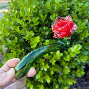 Rose Glass Smoking Pipe, Hand Pipe, Spoon Pipe, Gift