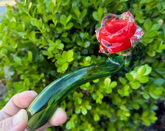 Rose Glass Smoking Pipe, Hand Pipe, Spoon Pipe, Gift