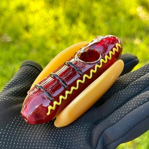Hotdog Glass Smoking Pipe , Tobacco Pipe , Hand Pipe , Spoon Pipe , Gift For Smoker