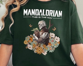 Vintage Floral Mandalorian Shirt, Star Wars Mandalorian This Is The Way Shirt, Disney Star Wars Shirt, Star Wars Day Tee 311301