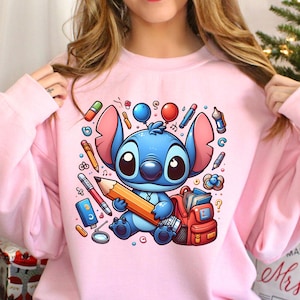 Stitch Back To School Sweatshirt, Stitch First Day Of School Hoodie, Disney School Hoodie, Disney Back to School Crewneck 313354