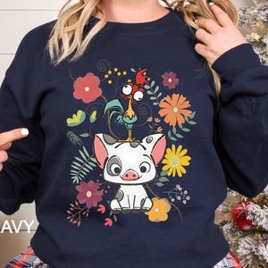 Floral Moana Sweatshirt, Disney Moana Sweatshirt, Moana Pua Hei Hei Sweatshirt, Moana Movie Sweatshirt, Moana 2 Sweatshirt, 312365