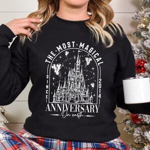 Disneyland The Most Magical Anniversary On Earth Sweatshirt, Disneyland Honeymoon Hoodie, Magical Castle Anniversary Crewneck 313382