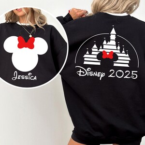 Custom Mickey and Minnie Disney Castle 2025 Sweatshirt, Disney Family Vacation Hoodie, Disneyland Trip Crewneck , Mickey Head 312537
