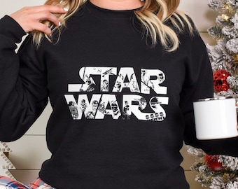 Sudadera retro de Star Wars, sudadera con capucha de Disneyland, sudadera de cuello redondo de Disney Star Wars, sudadera de Star Wars, sudadera de Disney World 312633