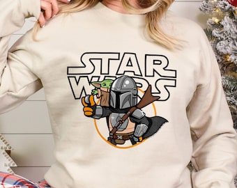 Sudadera de Grogu, sudadera con capucha de Mandalorian, sudadera de Star Wars, sudadera de cuello redondo de Disney Star Wars, sudadera con capucha de Baby Yoda 312638