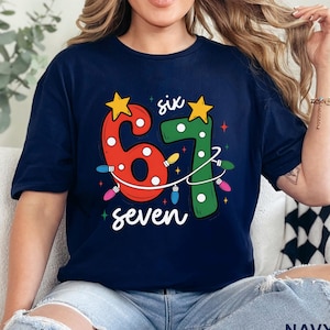 Six Seven Christmas Lights Shirt, Viral 6 7 Meme Shirt, Funny Christmas Graphic Shirt, Social Media Humor Holiday Tee 314107