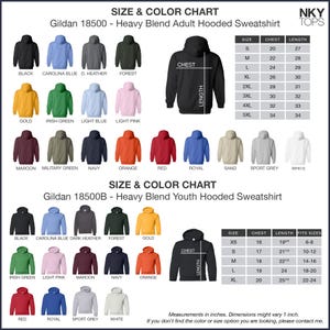 the size and color chart for a men's hoodie