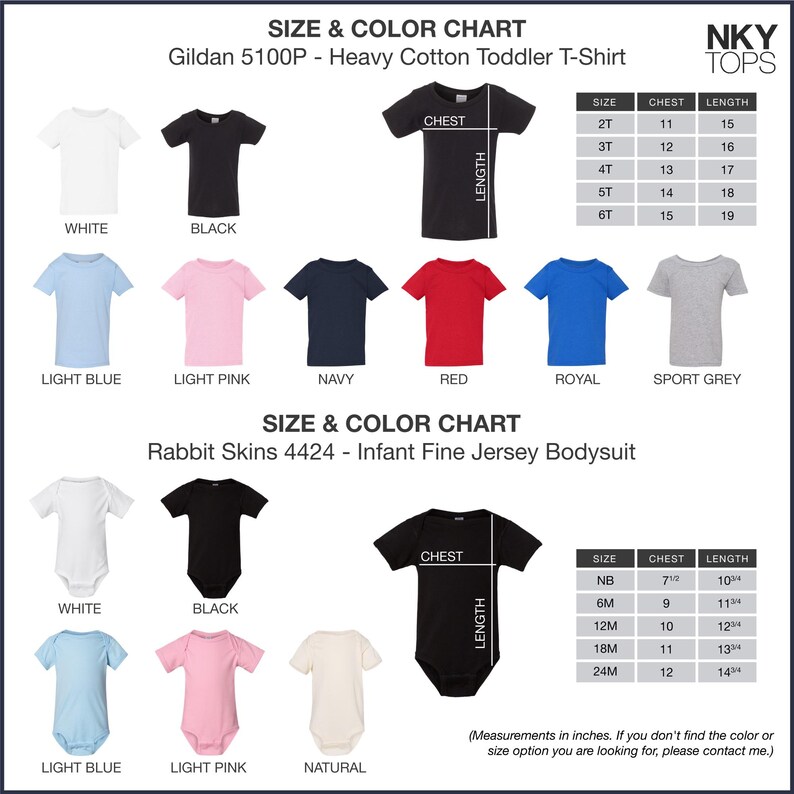 the sizes and colors of a t - shirt