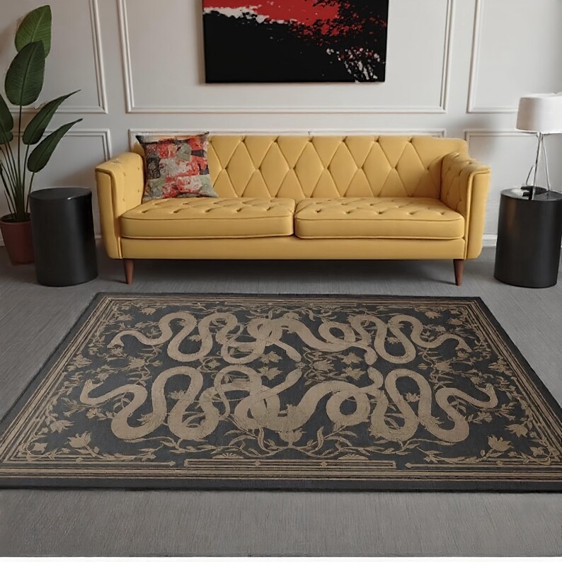 Snake Area Rug: French Retro Design, Non-slip Accent Rug - Etsy