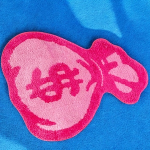 Tappeto rosa Money Bags di MERINOYA - Camera per bambini - Camera per ragazze - Spazio ufficio