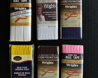 Wright’s 1/4" Wide DOUBLE Fold Bias Tape Binding Edging Trim - Various colors