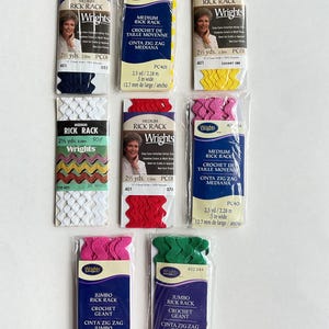 Wright’s 2 1/2 yd. Pkg. of Medium & Jumbo Rick Rack Zig Zag Trim Embellishment for Sewing, Crafting and Home Decor - Various colors